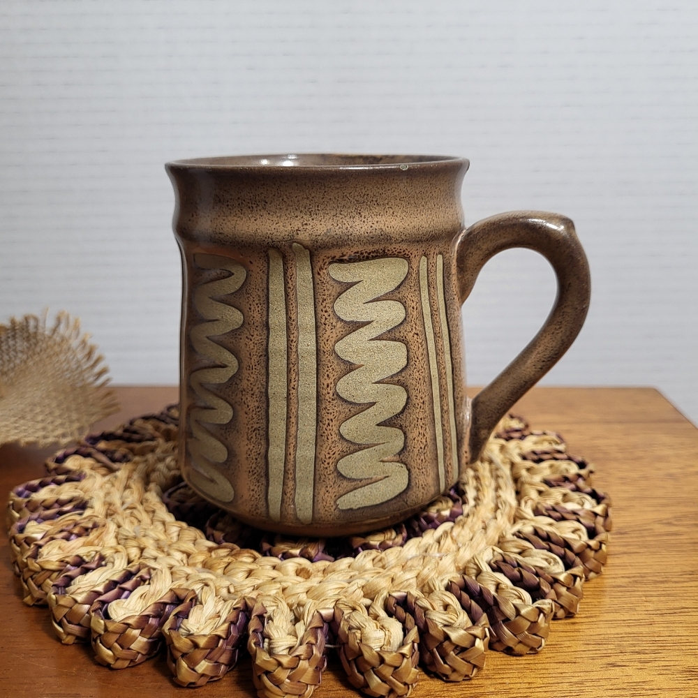 Vintage Brown Glaze Pottery Coffee Mug Japan